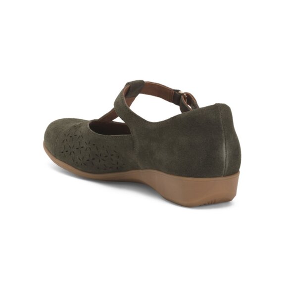 COBB HILL ROCKPORT Green Suede Rowen Comfort T-strap Shoes - Picture 2 of 2